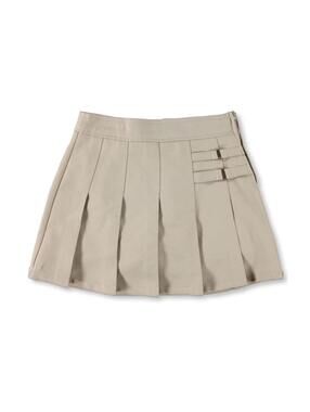 Y2K Pleated Mini Skirt Womens Khaki Buckle Detail Low Rise Preppy School NWOT
